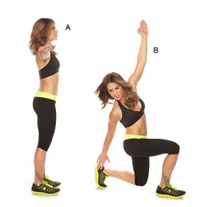 Twist lunge with heel tap